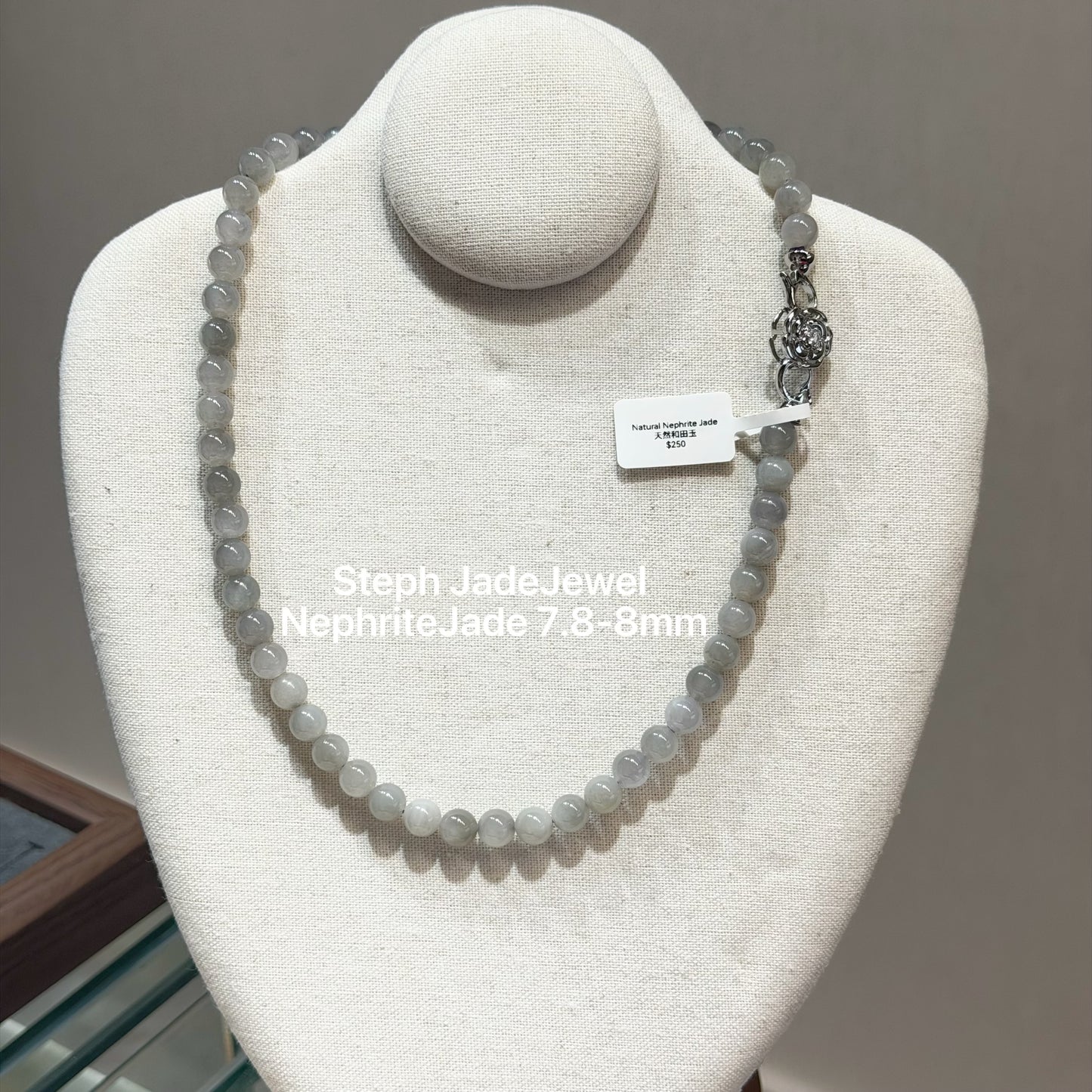 Nephrite Beads Necklace - GreyLavender