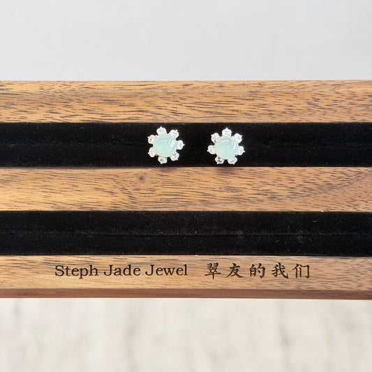 Earrings - Light Green Jadeite EarStud