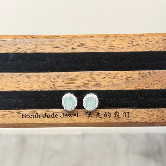 Earring - Icyblue oval