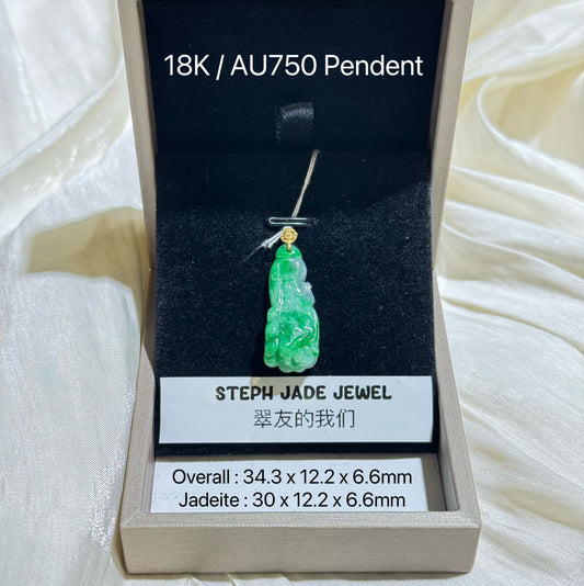 18K Pendent - Green Cabbage