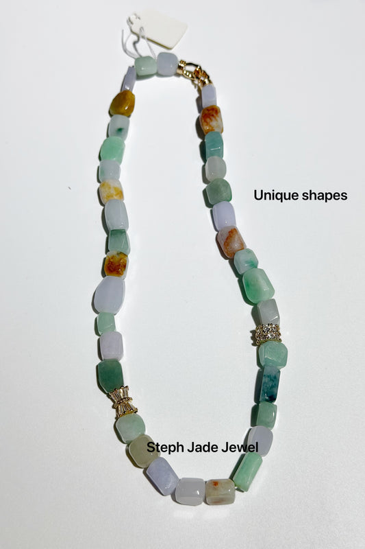 Jadeite Beads Necklace - IrregularColourful