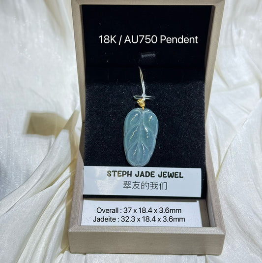 18K Pendent - Blue Leaf
