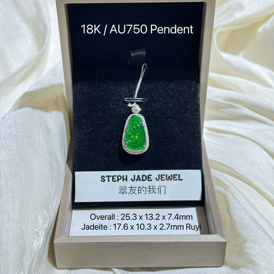 18K Pendent - Green Ruyi 2