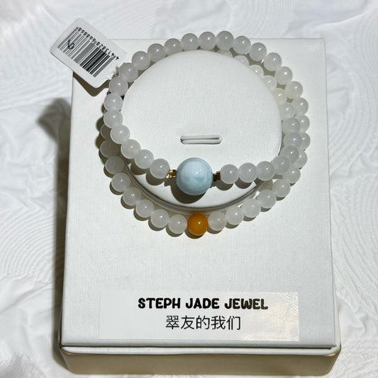 Nephrite Beads Bracelet - Larimaramber